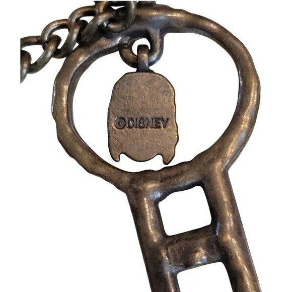 Official Disney The Pirates League Skull Medallion Skeleton Key Bronze Necklace - Picture 3 of 8